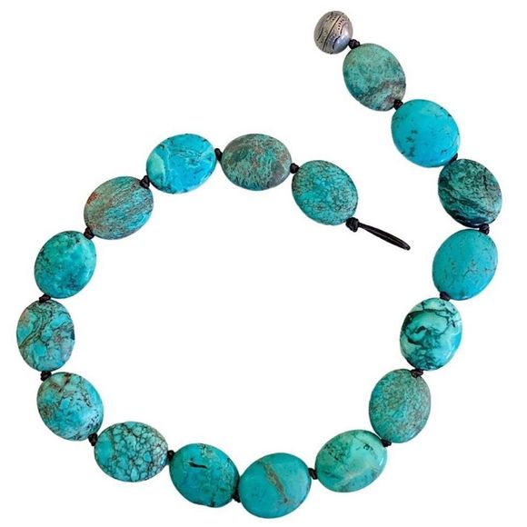 RALPH LAUREN Genuine Turquoise Sterling Silver Leather Necklace NWT - Picture 14 of 17